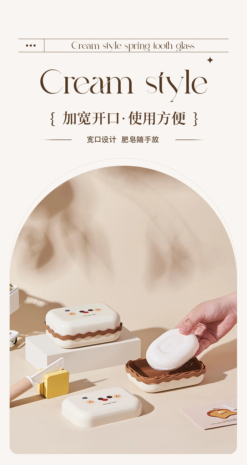 J06-6913 Soap box with lid, dust-proof and water-proof, convenient travel, simple draining soap box, countertop soap box detail image 5