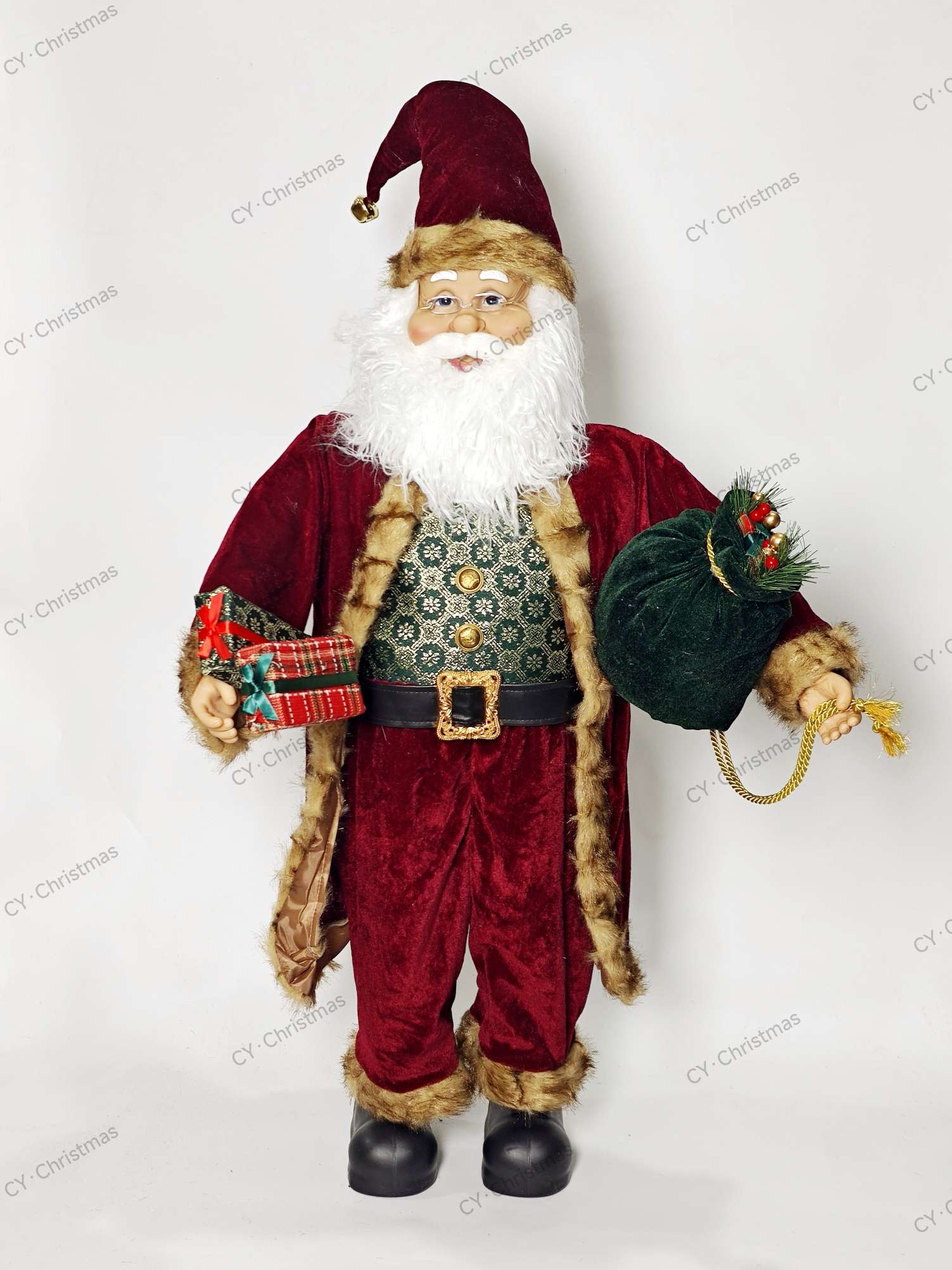 CY·Christmas 40英寸（1m）枣色系站姿圣诞老人 圣诞摆件 圣诞用品