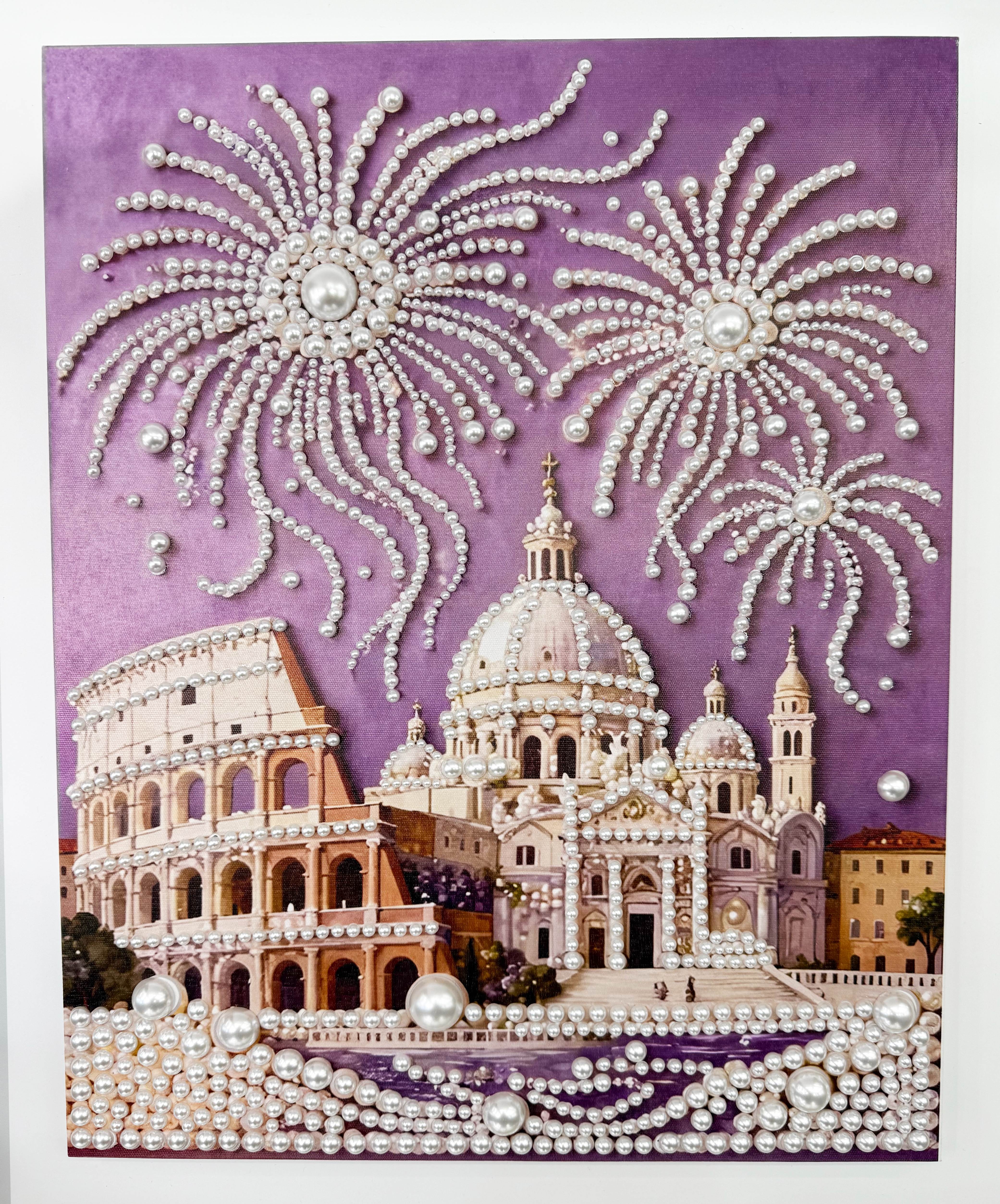 Best-selling framed pearl paintings are available for customization in multiple sizes Specification image