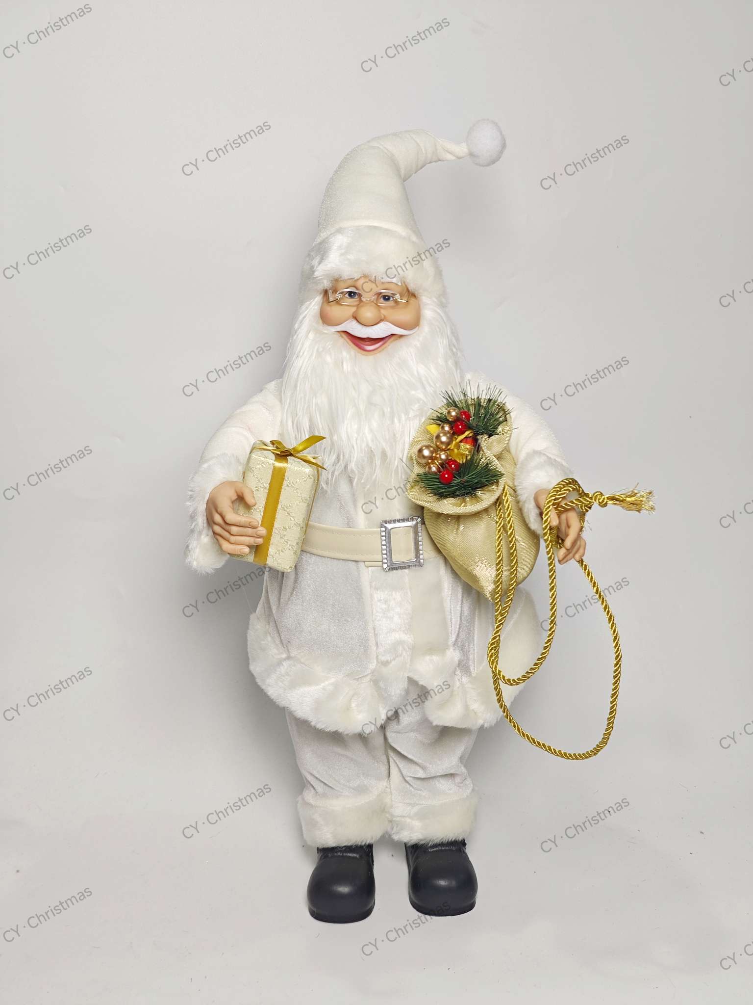 CY·Christmas 24英寸（60cm）白色站姿圣诞老人 圣诞摆件 圣诞用品