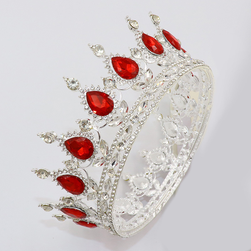 A88-皇冠新娘头饰礼服结婚公主奢华闪亮整圆王冠鲜花蛋糕装饰摆件皇冠饰品派对头箍详情图2