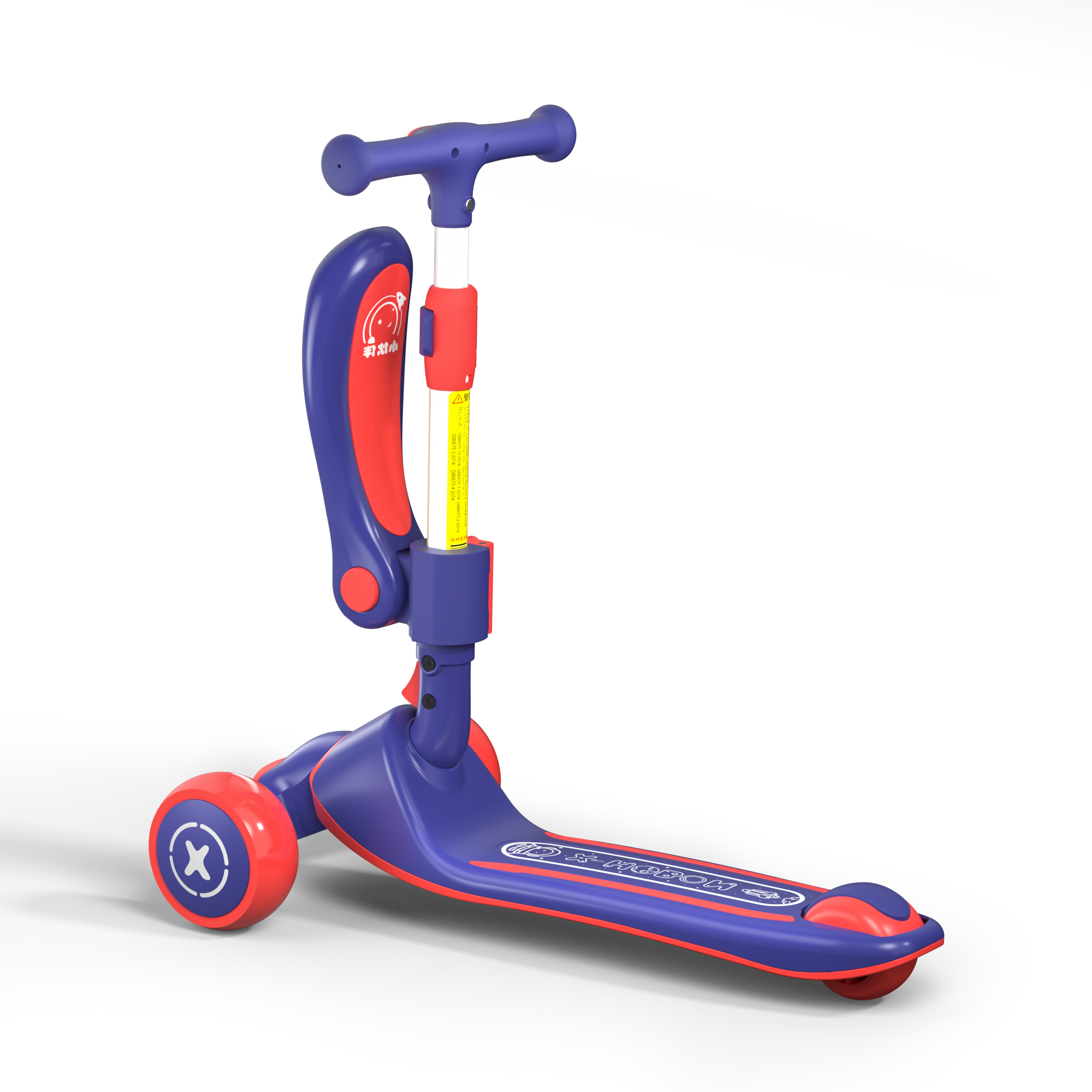 儿童滑板车滑步车插杆式可拆卸发光轮3轮儿童脚踏滑板车F1溜溜车