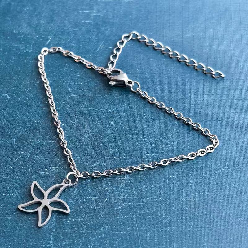 Cross-border foreign trade stainless steel titanium steel bracelet, pendant, necklace, windmill hollowed-out geometric shape DIY jewelry accessories, personalized detail image 3