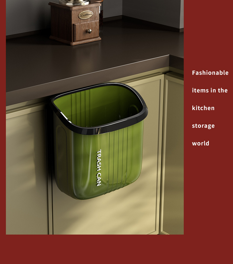 K10-9225-20厨房垃圾桶壁挂式家用免弯腰橱柜门厨余收纳桶详情图4