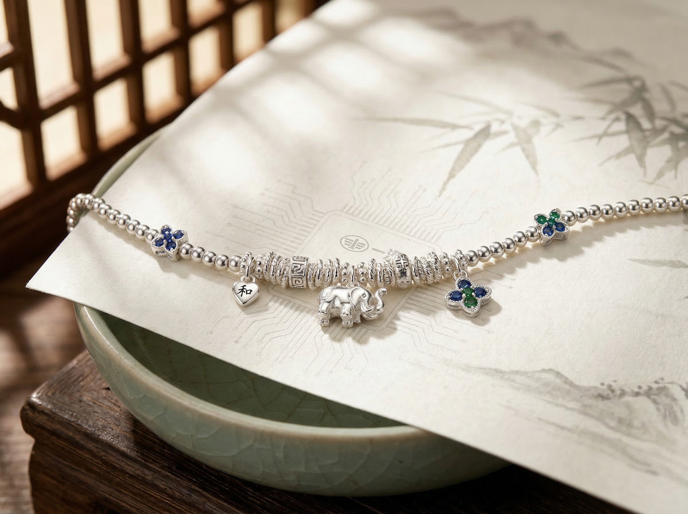 Fashion Seiko 925 Silver Star Sea Journey Retro Ocean Beaded Bracelet for Women: A niche design sense, light luxury, dynamic and whitening vacation-style jewelry details Picture