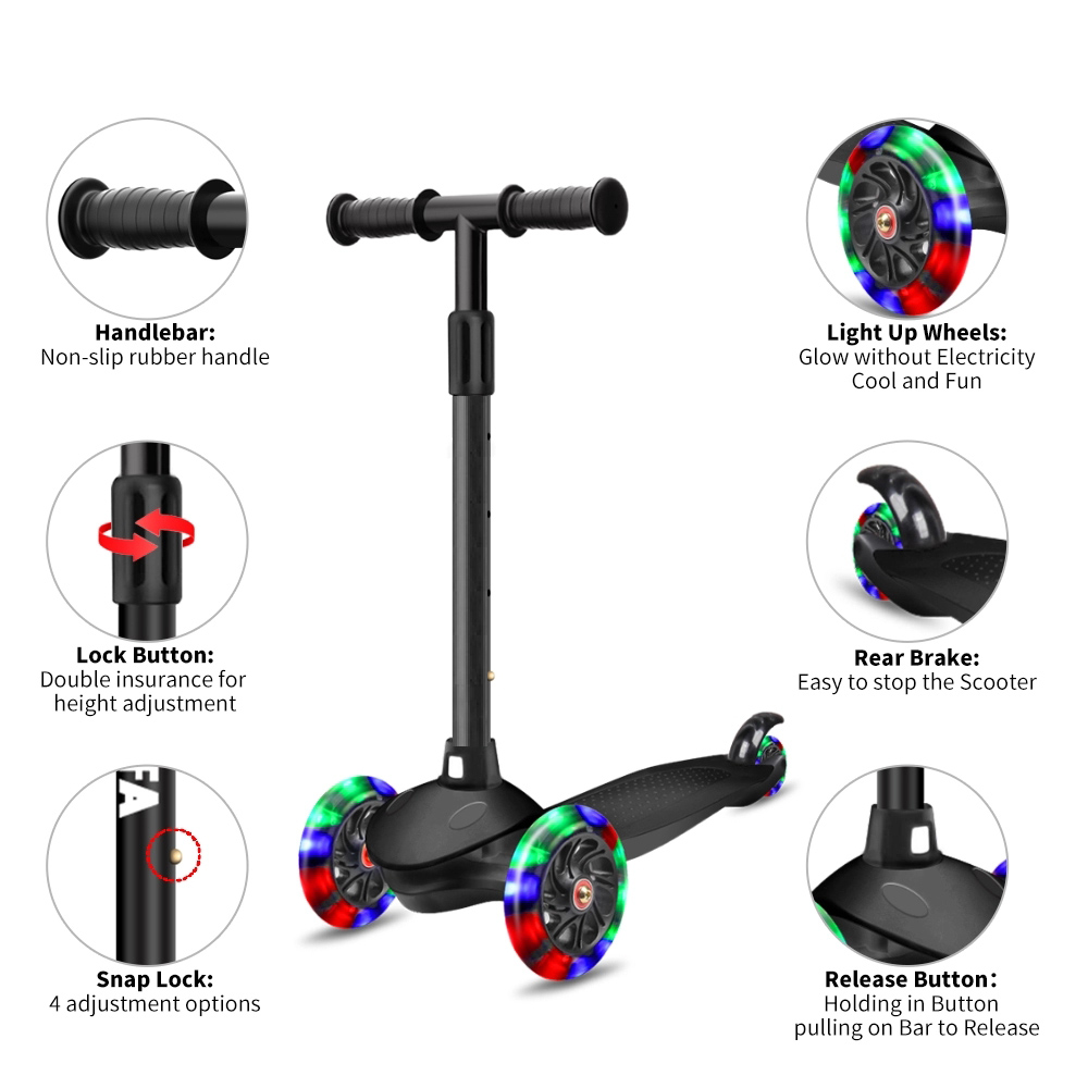 厂家直销儿童滑板车铝合金尼龙可拆卸易携带户外闪光3轮儿童滑板车