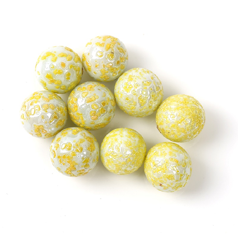 16mm toy glass marbles, 1.6cm ceramic glass balls, milk blue, porcelain green, porcelain white, milk black round balls, red, yellow, blue and green watermelon petal marbles Application Scenario