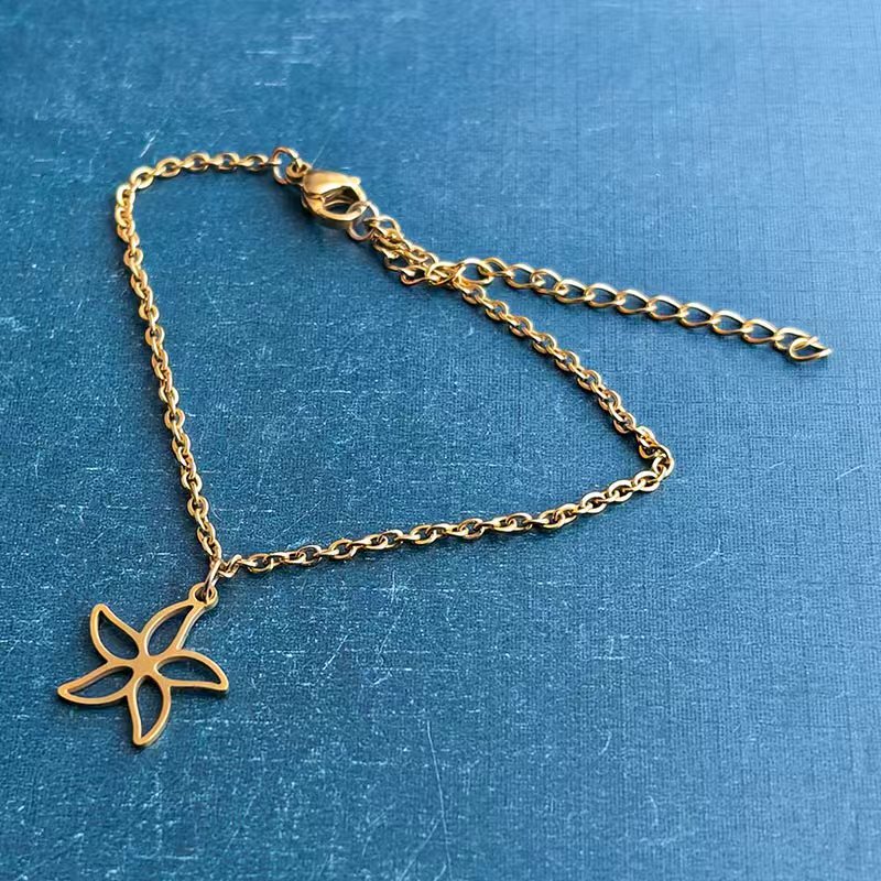 Cross-border foreign trade stainless steel titanium steel bracelet, pendant, necklace, windmill hollowed-out geometric shape DIY jewelry accessories, personalized detail image 7