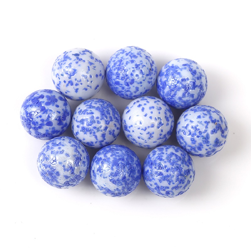 16mm toy glass marbles, 1.6cm ceramic glass balls, milk blue, porcelain green, porcelain white, milk black round balls, red, yellow, blue and green watermelon petal marbles details Picture