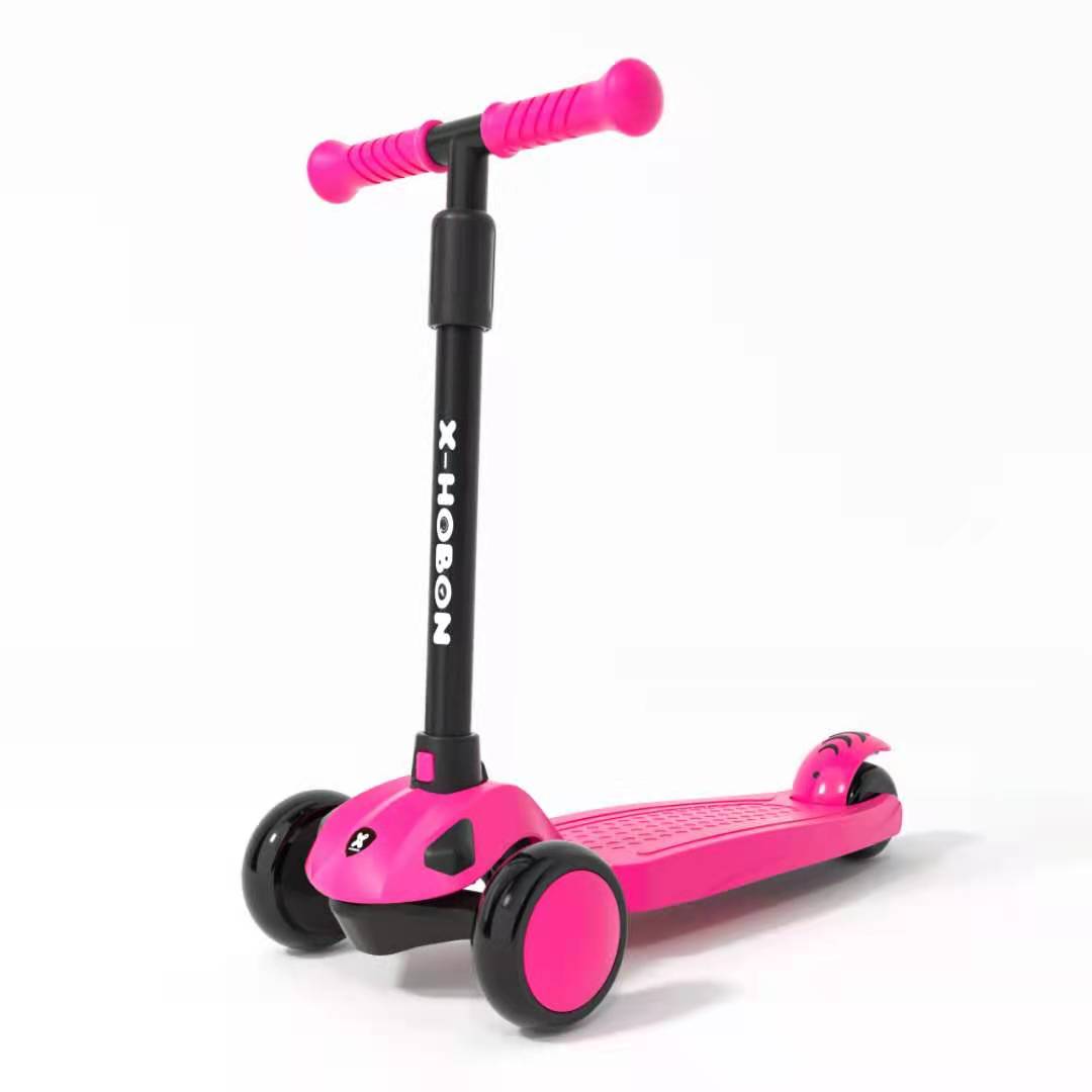 Custom-made children's scooters in red, blue, purple and pink are selling well. They are made of aluminum alloy, nylon, detachable, single-wheel illuminated, 3-wheel safe and sturdy children's pedal scooters full figure