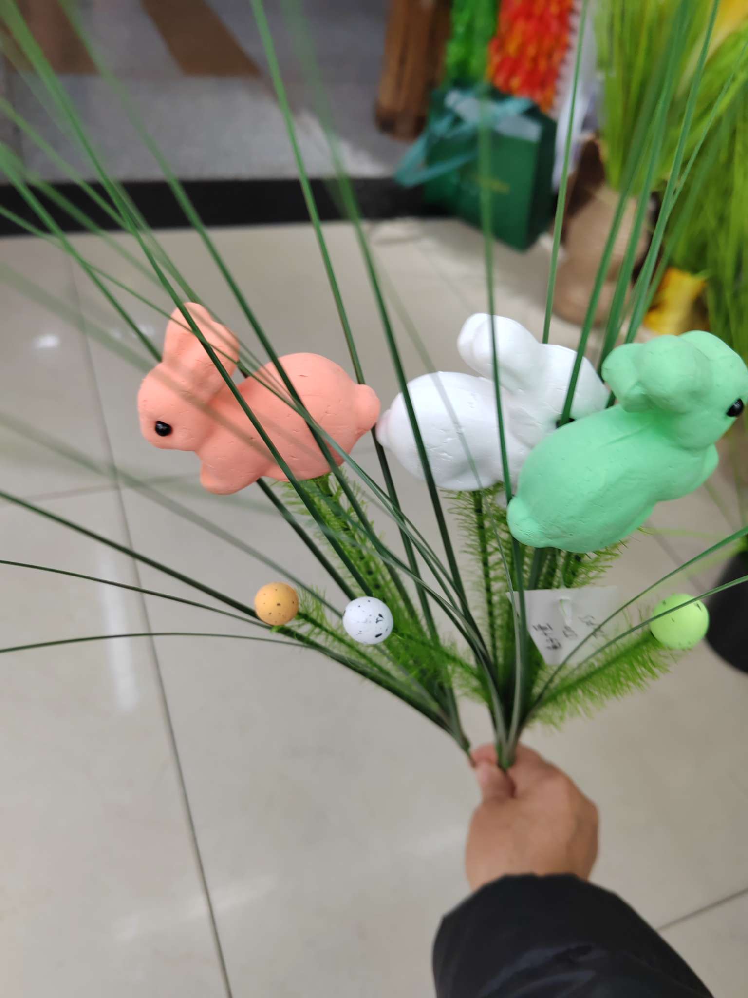 文化仿真园艺礼盒仿真花香囊玫瑰手工拉菲草毛线花束单子兔子复活节产品细节图