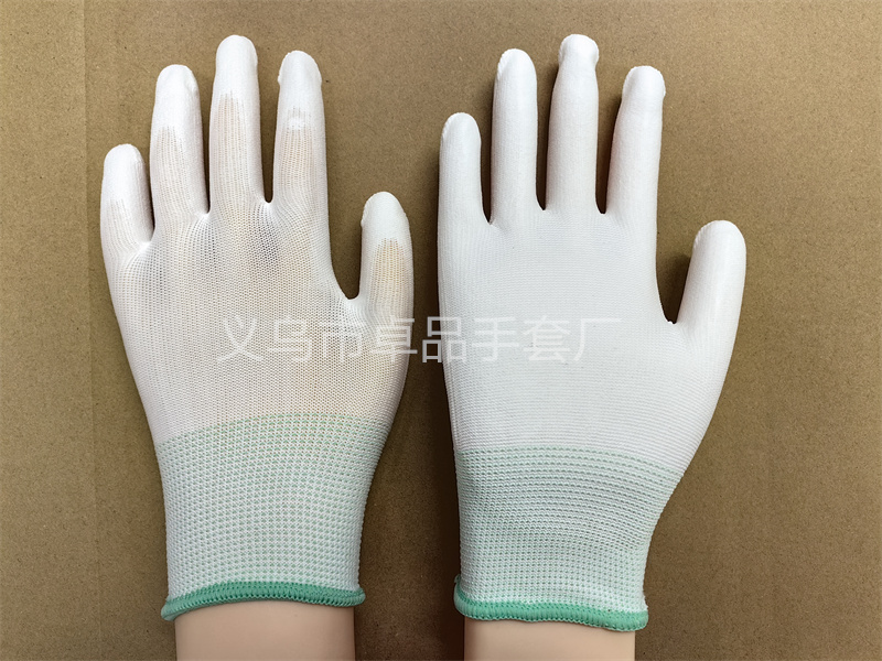 13-needle white PU-coated palm gloves, dust-free protective gloves for electronic factories, thin nylon PU-coated labor protection gloves pic 11