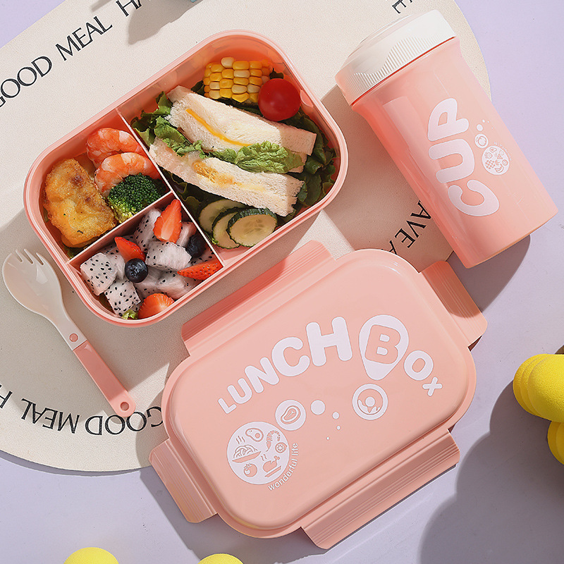 H226-554 Simple office microwave-heated compartments bento Box set, student-specific fruit lunch box