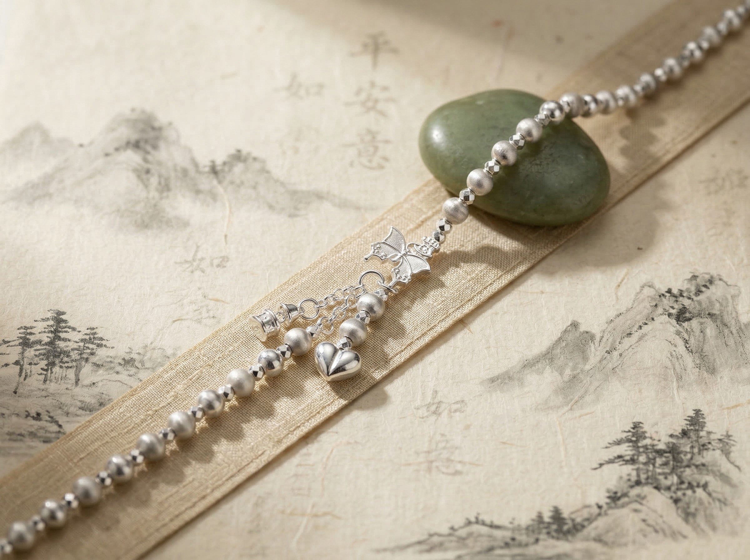 Fashionable and exquisite Bow ·925 Silver Sweet and Cool Dynamic Beaded Chain Sweet and Cool, popular design sense, Whitening High-end silver jewelry bracelet details Picture