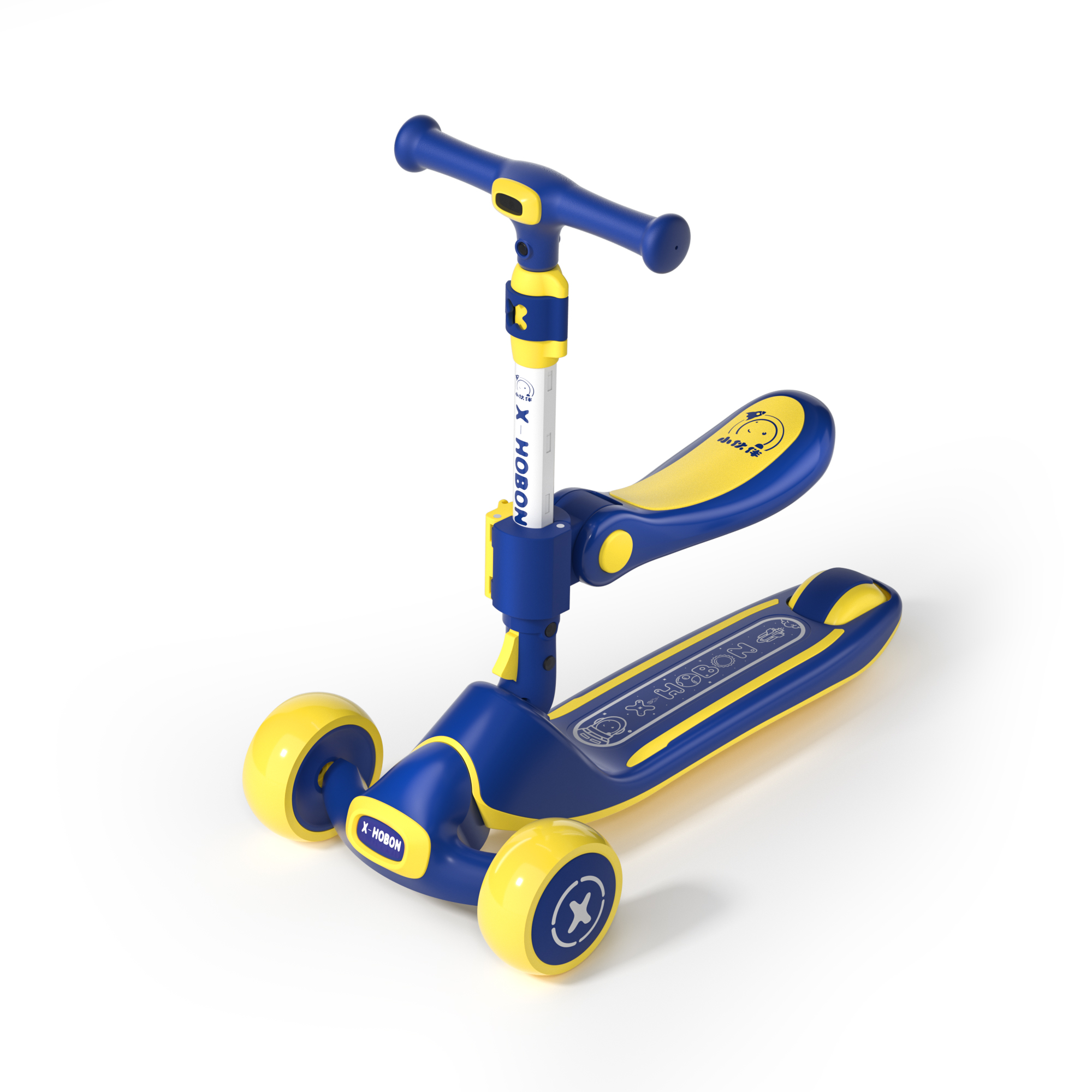 Children's scooter, stepper, plug-in detachable light-emitting wheel, 3-wheel children's pedal scooter, F1 yo-yo Specification drawing