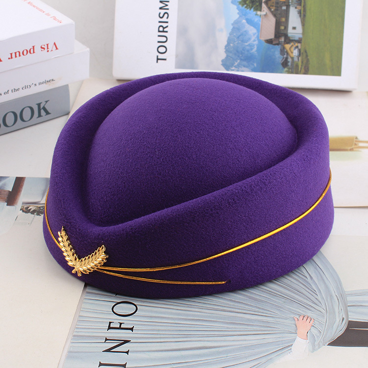 Woolen Beret flight attendant hats, military drum band stage performance hats, hotel front desk etiquette hats, high-speed rail hats, direct sales from the manufacturer, woolen shaped hats pic 8
