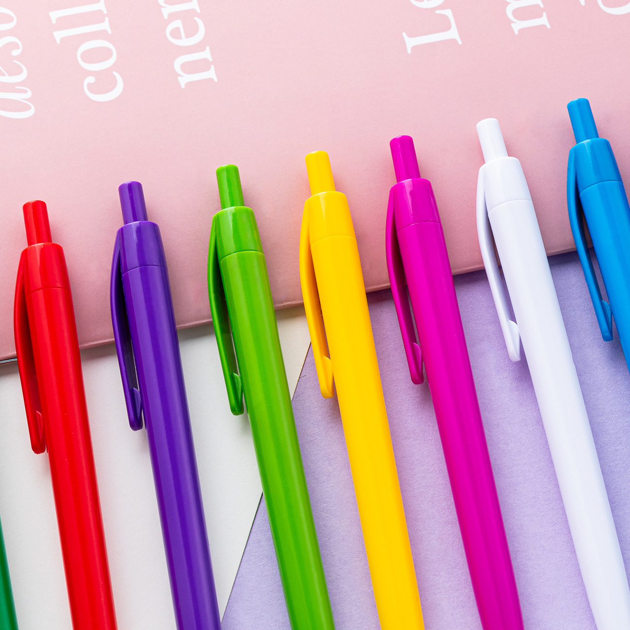 Candy-colored press ballpoint pen, simple ballpoint pen, printable advertising and promotional ballpoint pen details Picture