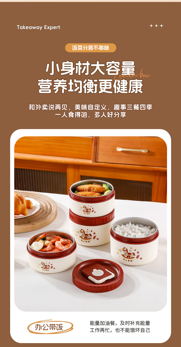 食品级密封304不锈钢多层便当盒保鲜盒饭盒 学生上班饭盒微波加热详情11