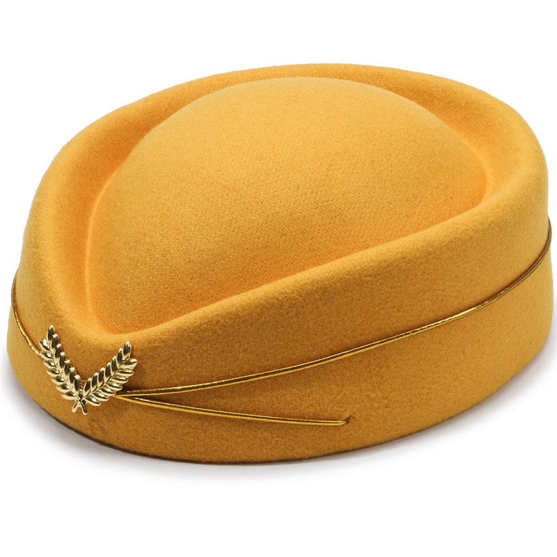 Woolen Beret flight attendant hats, military drum band stage performance hats, hotel front desk etiquette hats, high-speed rail hats, direct sales from the manufacturer, woolen shaped hats pic 5
