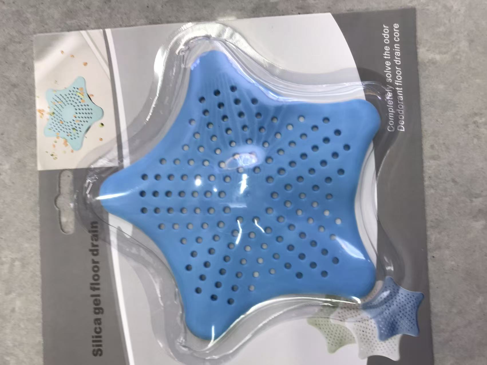 蓝色星形硅胶地漏芯不锈钢地漏过滤网PVC地漏神器地漏地漏网