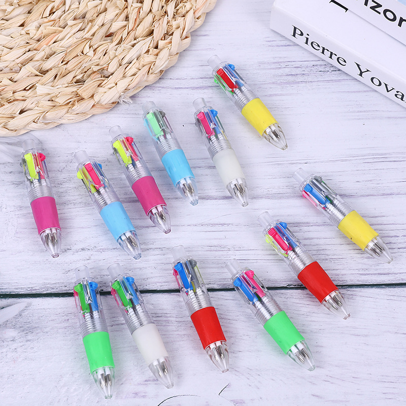 Ballpoint pens, multi-color ballpoint pens, four-color ballpoint pens, animal cartoon heads, four-color ballpoint pens, multi-color girl press ballpoint pens, cute animal heads, and ballpoint pen wholesale full figure
