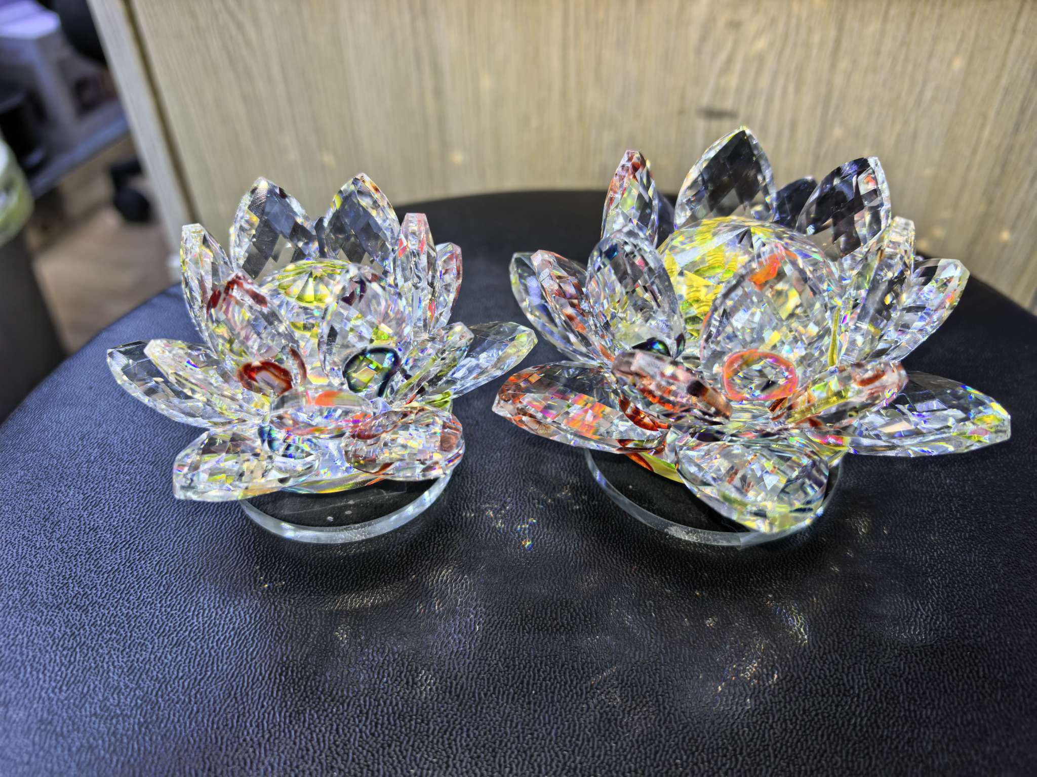 人造水晶莲花烛台工艺品水晶茶几玄关摆件水晶装饰礼品7887—227水晶
