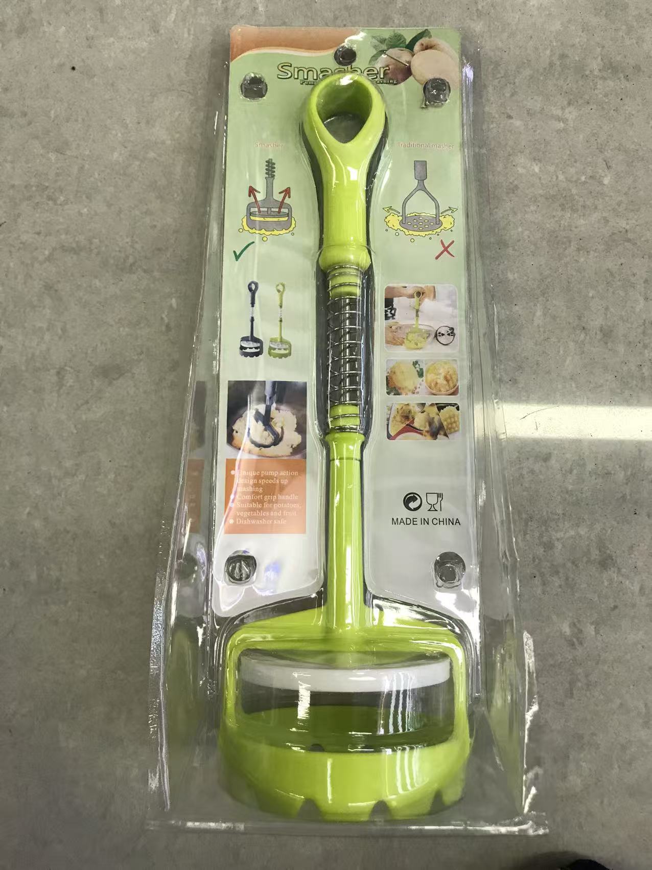 绿色土豆压泥器压蒜器木制捣臼手动拉丝器厨房用具日用品百货