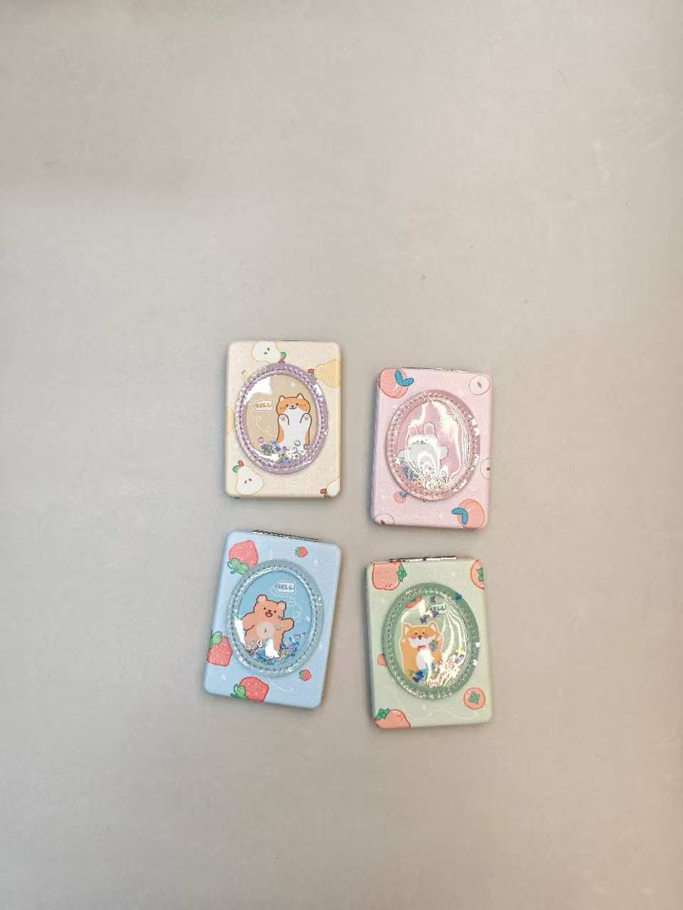 可爱卡通便携小镜子女生随身化妆镜 学生款 个性 流沙 可定制