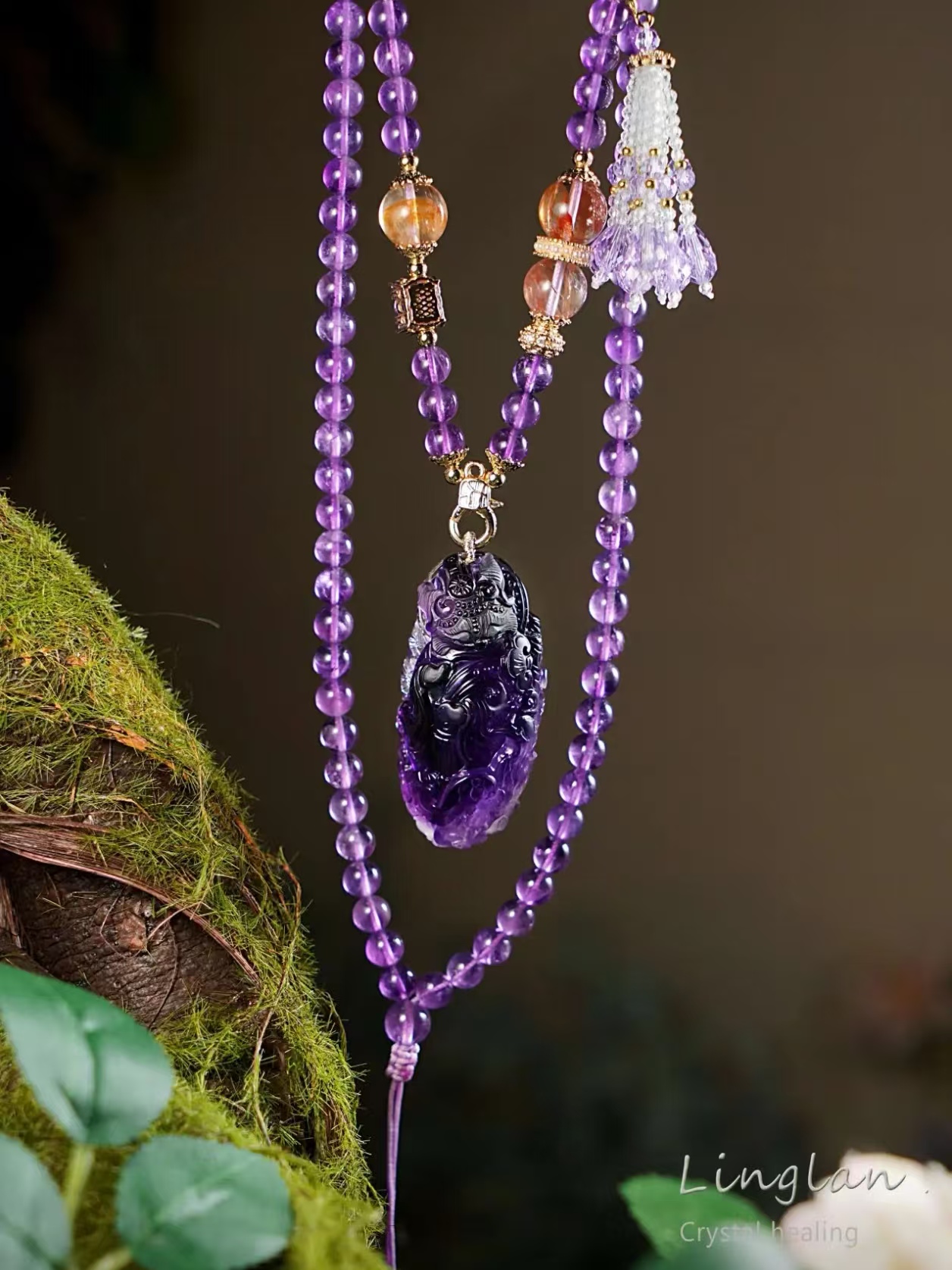 巴西帝王紫水晶狐牌吊坠