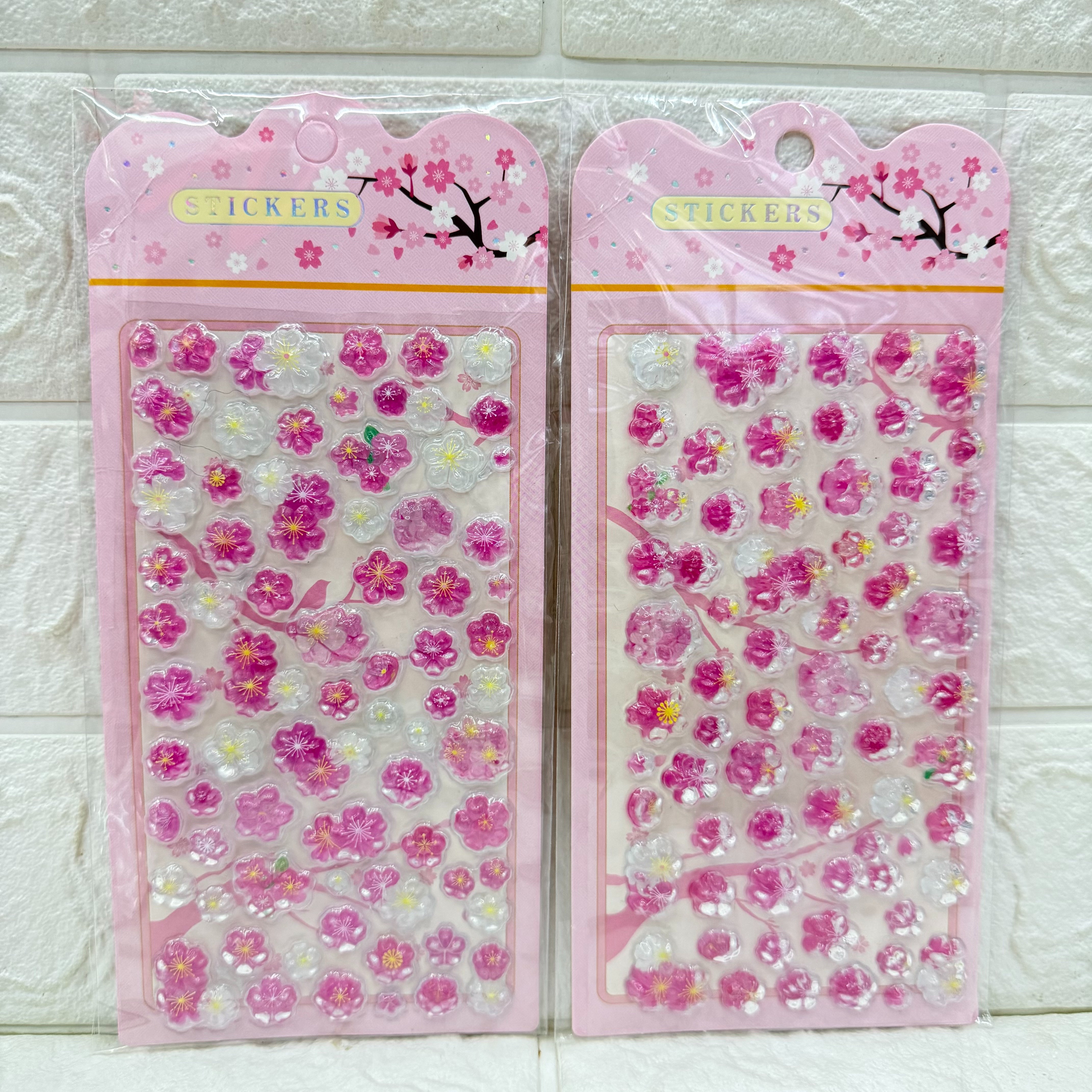 Cherry blossom relief crystal sticker cartoon diy mobile phone decorative sticker Flower three-dimensional relief crystal decorative sticker Specification image