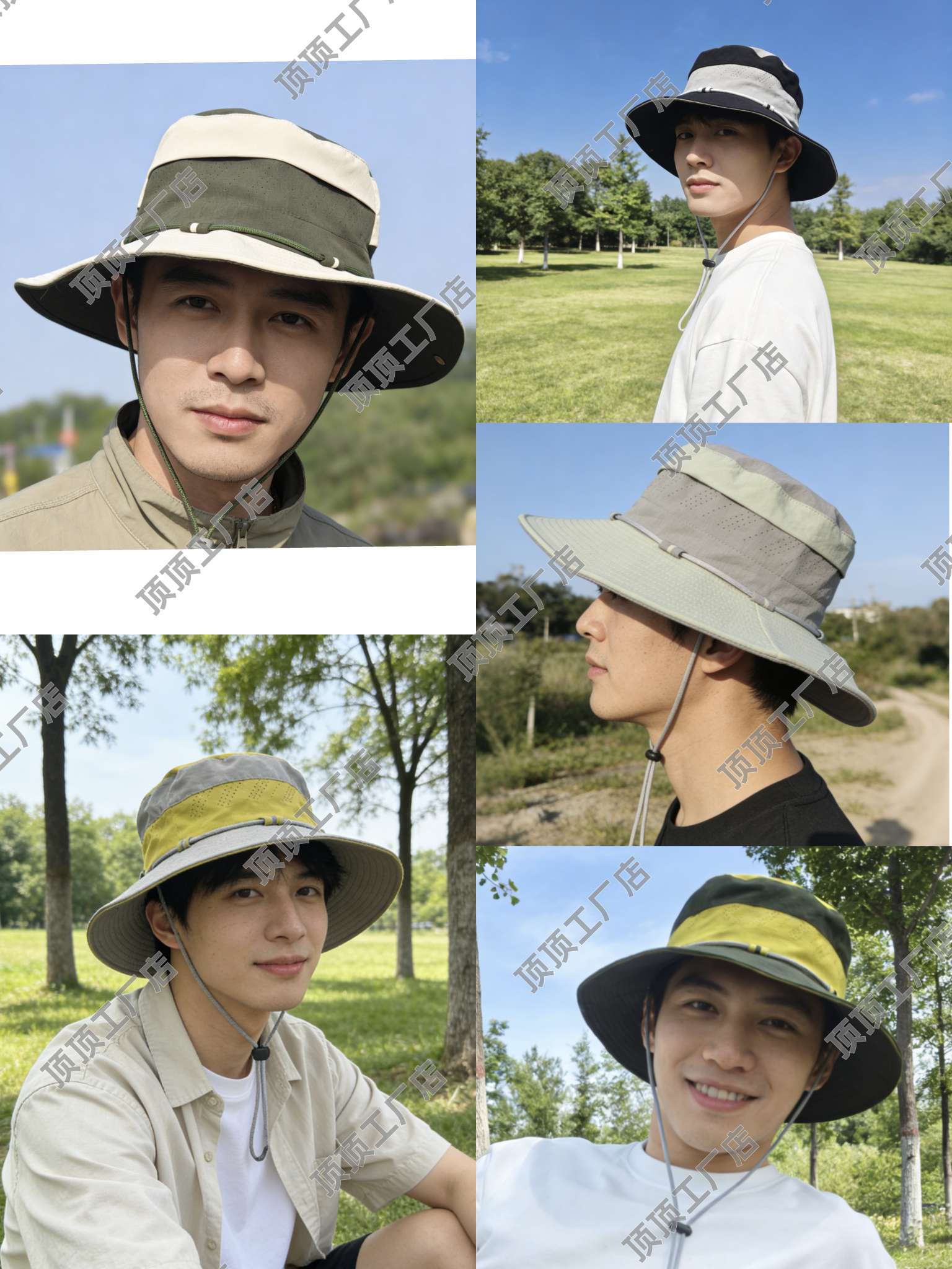 New spring, summer and autumn fashion and trendy color-blocking outdoor wide-brimmed hats, casual and popular UV-resistant hiking hats, and sunshade hats for traveling, sports and fishing