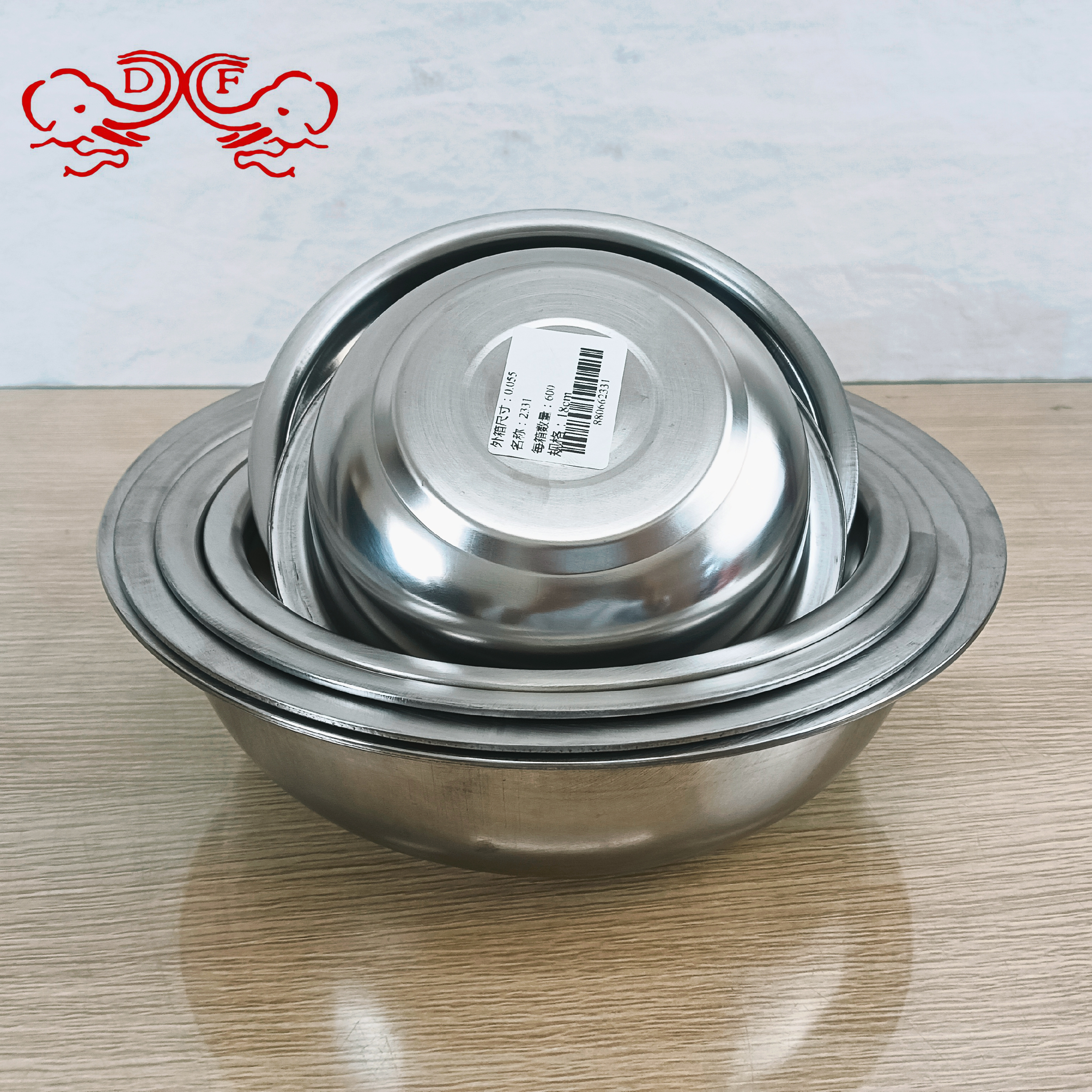 DF88066不锈钢汤盆加厚圆形面盆饭店食堂家用汤碗