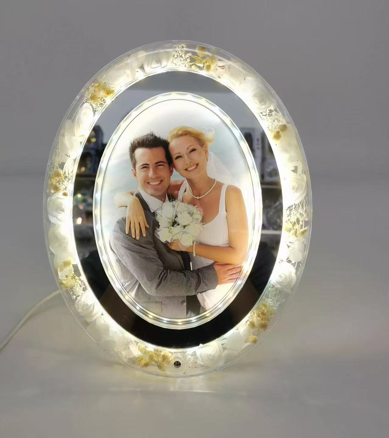 单孔LED塑料相框 暖光灯珠 情人节 母情节小礼物 居家相框装饰 摆台相框 卧室小夜灯002