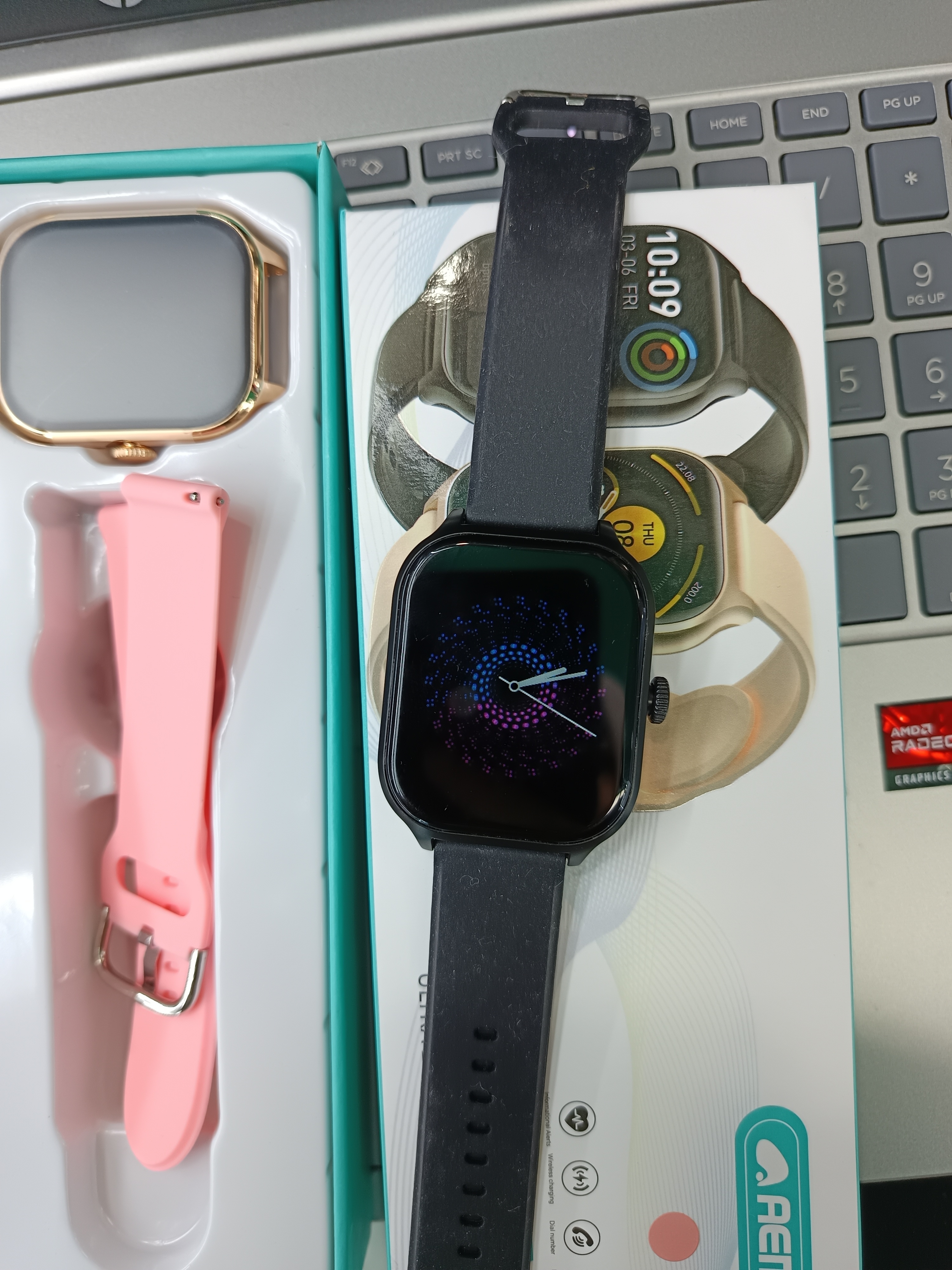 AEMAI  YX9 智能运动手表大屏监测心率运动睡眠2条表带