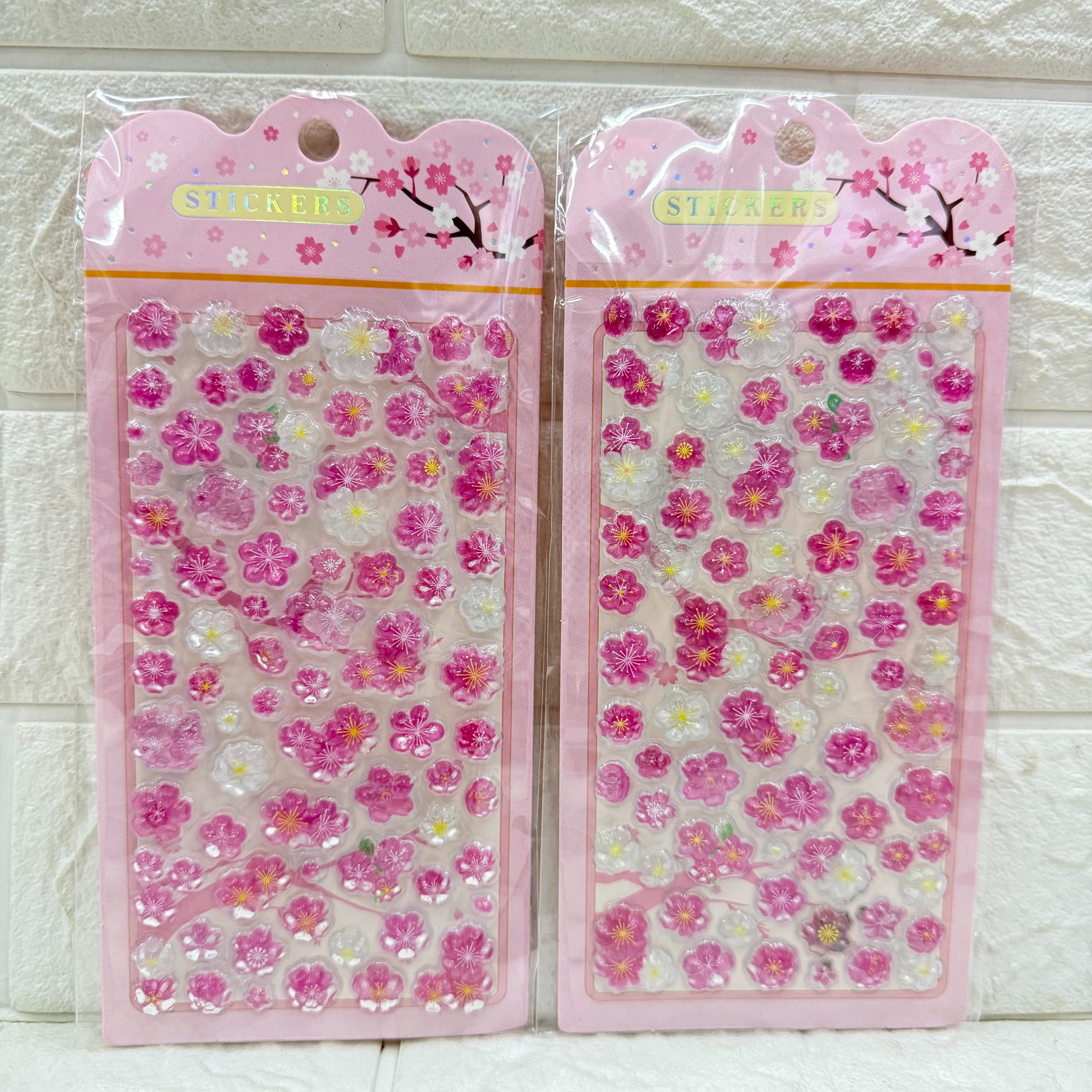 Cherry blossom relief crystal sticker cartoon diy mobile phone decorative sticker Flower three-dimensional relief crystal decorative sticker