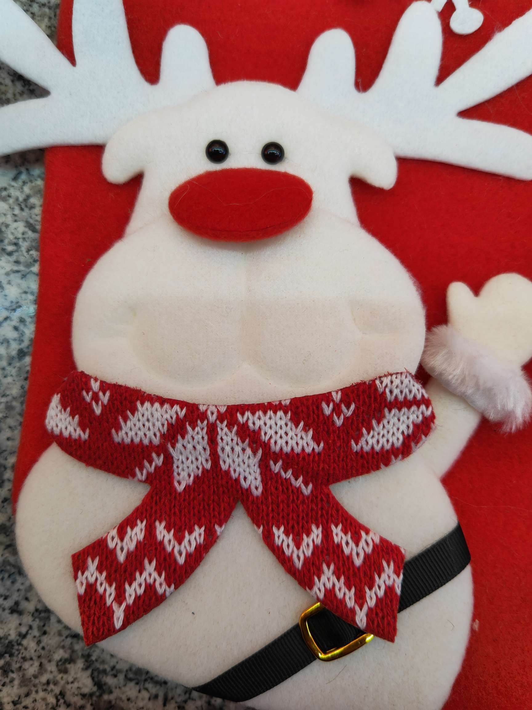 Santa Claus socks, Christmas wreaths, office decorations, figurines details Picture