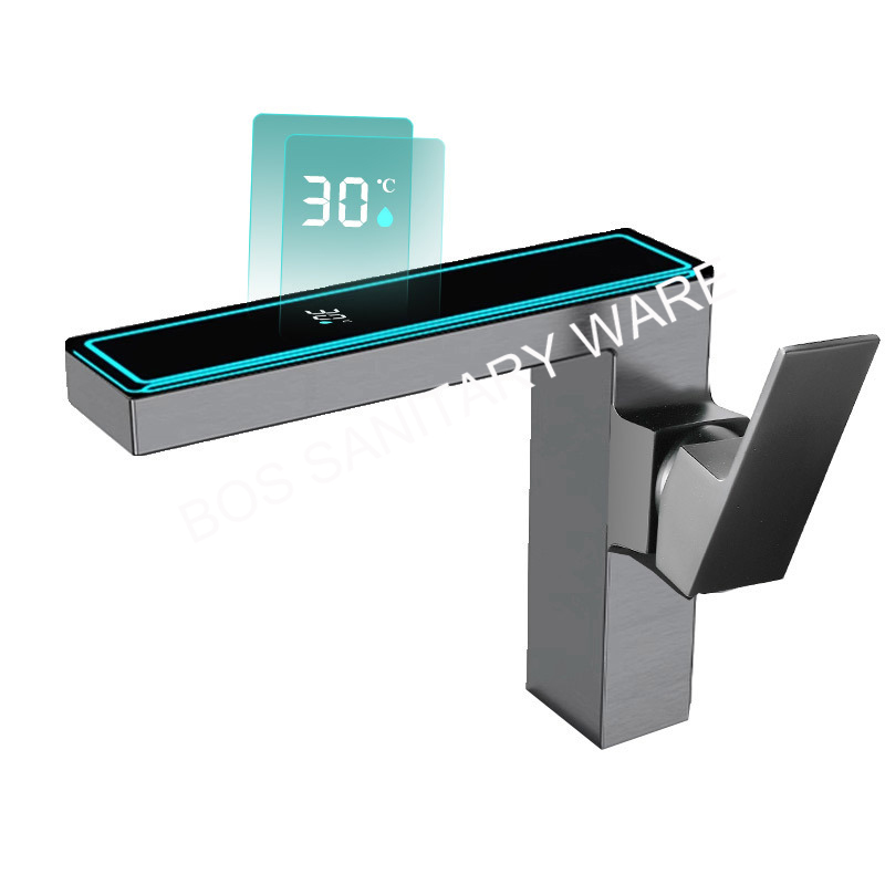 Intelligent digital display LED ambient light, bathroom washbasin, face wash basin, cold and hot water faucet, bathroom faucet Specification image