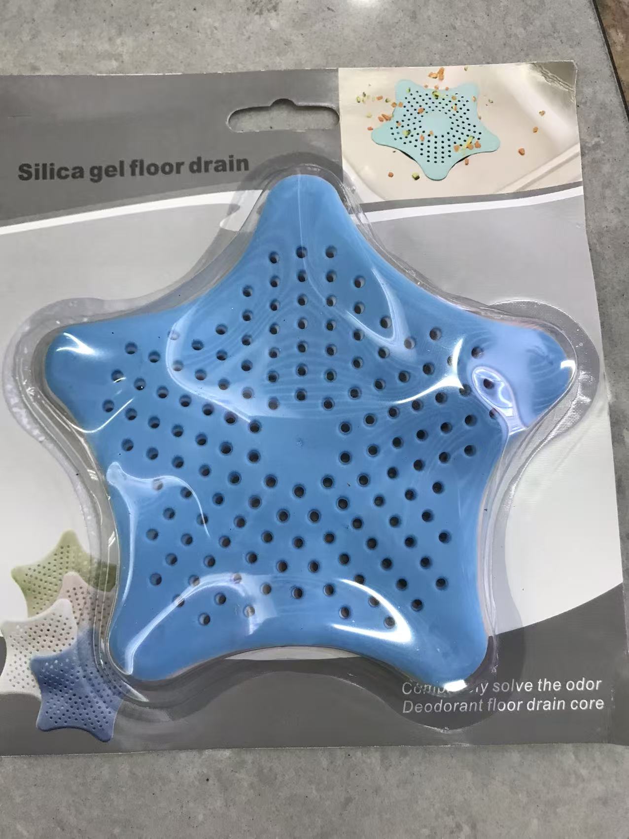 蓝色星形硅胶地漏芯面盆下水器厨房排水防堵下水器下水管隔音棉