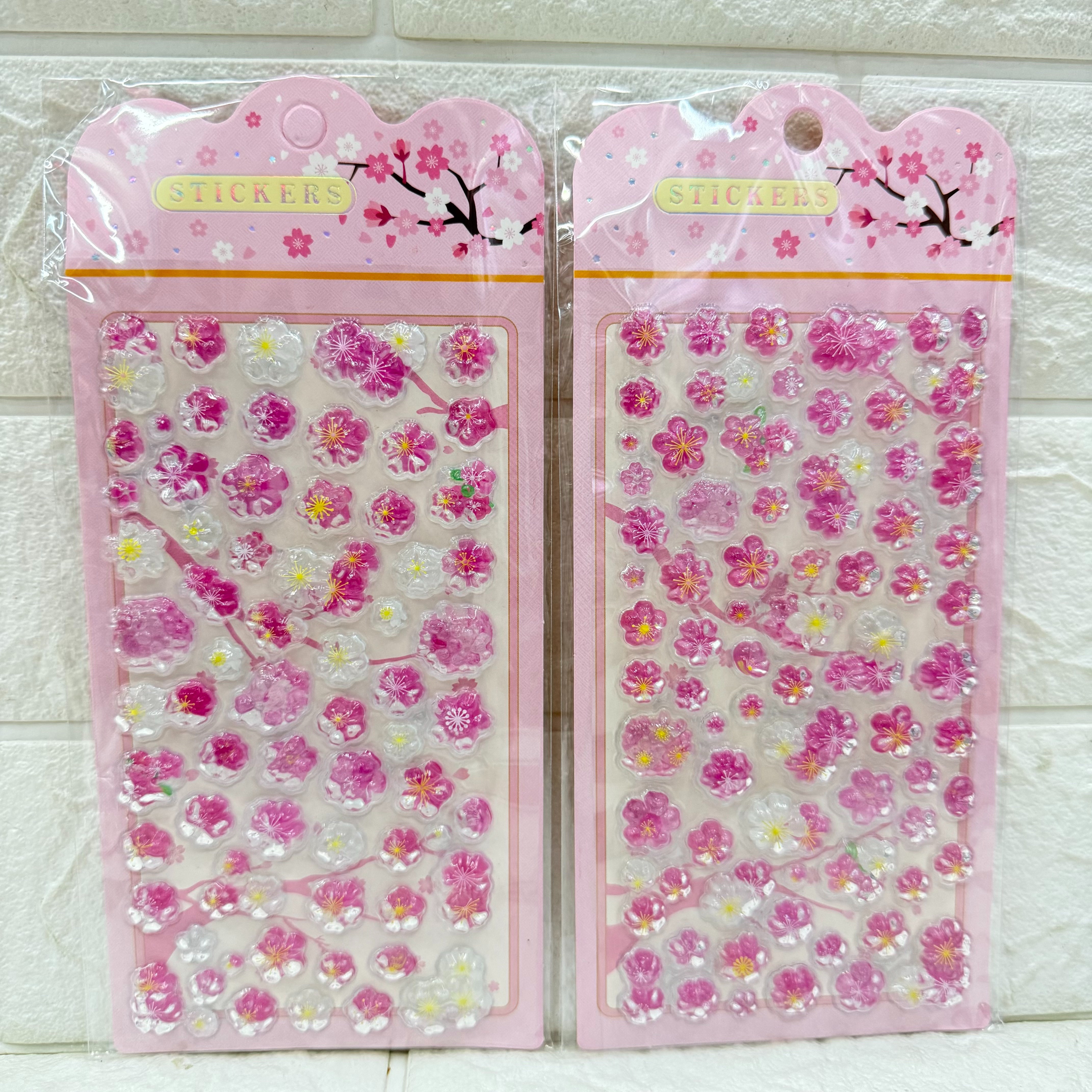 Cherry blossom relief crystal sticker cartoon diy mobile phone decorative sticker Flower three-dimensional relief crystal decorative sticker details Picture