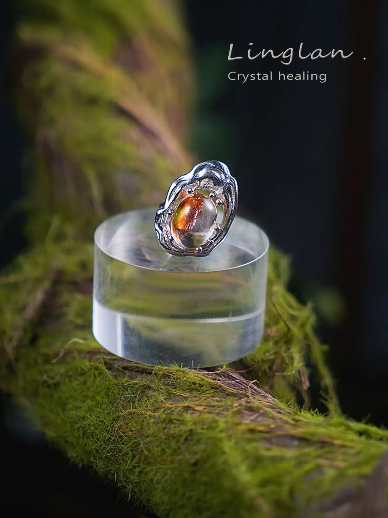 锦鲤胶花天然水晶戒指