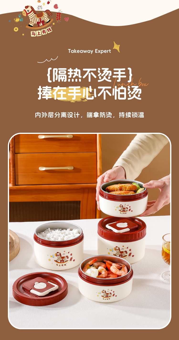 食品级密封304不锈钢多层便当盒保鲜盒饭盒 学生上班饭盒微波加热详情6
