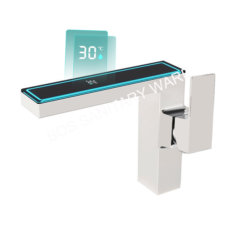 Intelligent digital display LED ambient light, bathroom washbasin, face wash basin, cold and hot water faucet, bathroom faucet Application Scenario