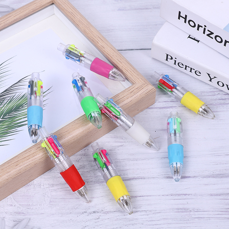 Ballpoint pens, multi-color ballpoint pens, four-color ballpoint pens, animal cartoon heads, four-color ballpoint pens, multi-color girl press ballpoint pens, cute animal heads, and ballpoint pen wholesale details Picture