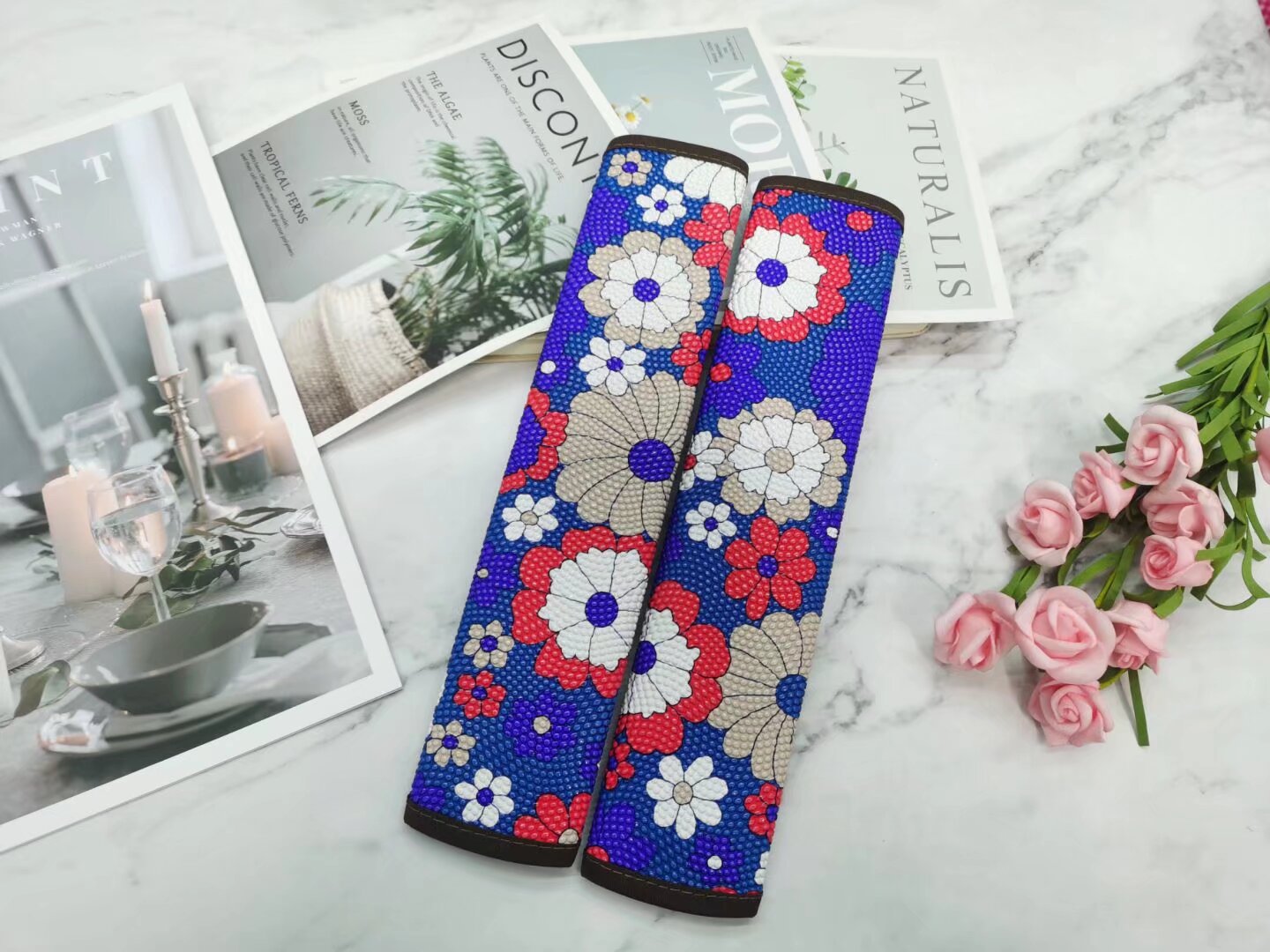 Fabric refrigerator door handle gloves, double door anti-collision protection, anti-ice hand, anti-cold, thickened protective cover, handle protection cover, car seat belt shoulder guard, cute ladies' interior decoration, anti-tightness, pressure-relieving, extended, breathable for all four seasons, summer details Picture