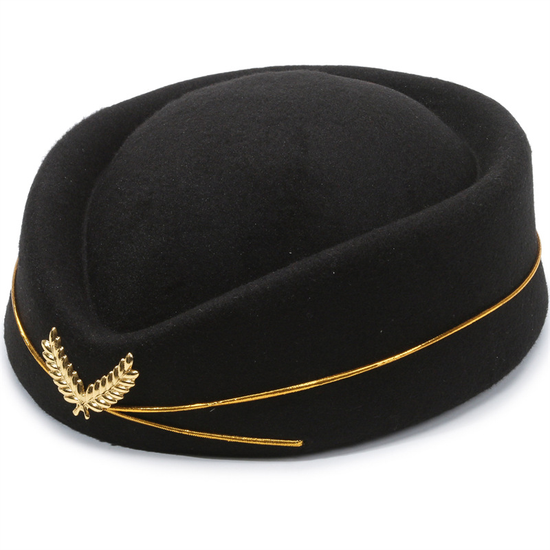 Woolen Beret flight attendant hats, military drum band stage performance hats, hotel front desk etiquette hats, high-speed rail hats, direct sales from the manufacturer, woolen shaped hats pic 13
