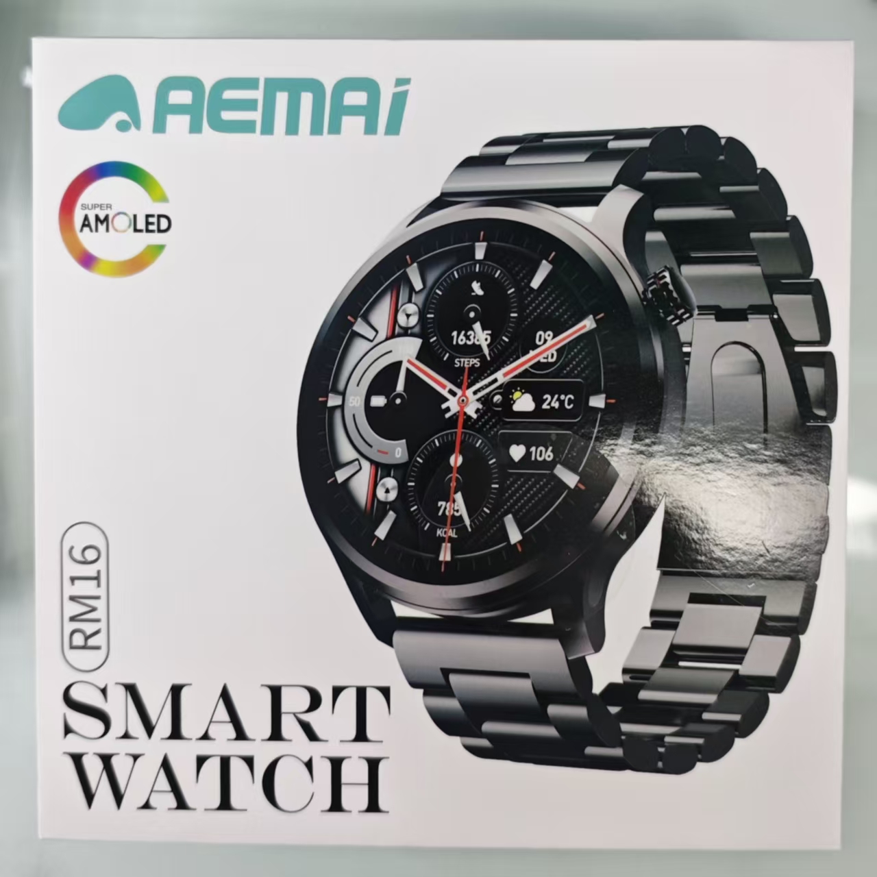 AEMAI  RM16智能运动手表圆盘大屏监测心率运动睡眠2条表带
