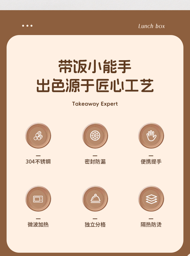食品级密封304不锈钢多层便当盒保鲜盒饭盒 学生上班饭盒微波加热详情2