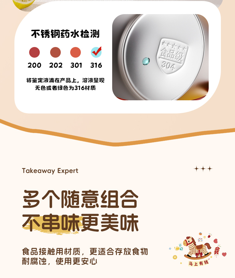 食品级密封304不锈钢多层便当盒保鲜盒饭盒 学生上班饭盒微波加热详情4