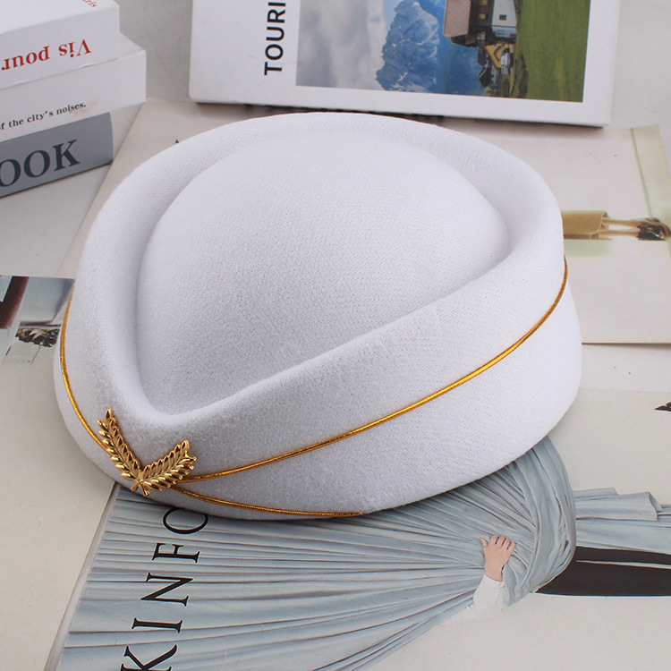 Woolen Beret flight attendant hats, military drum band stage performance hats, hotel front desk etiquette hats, high-speed rail hats, direct sales from the manufacturer, woolen shaped hats pic 9