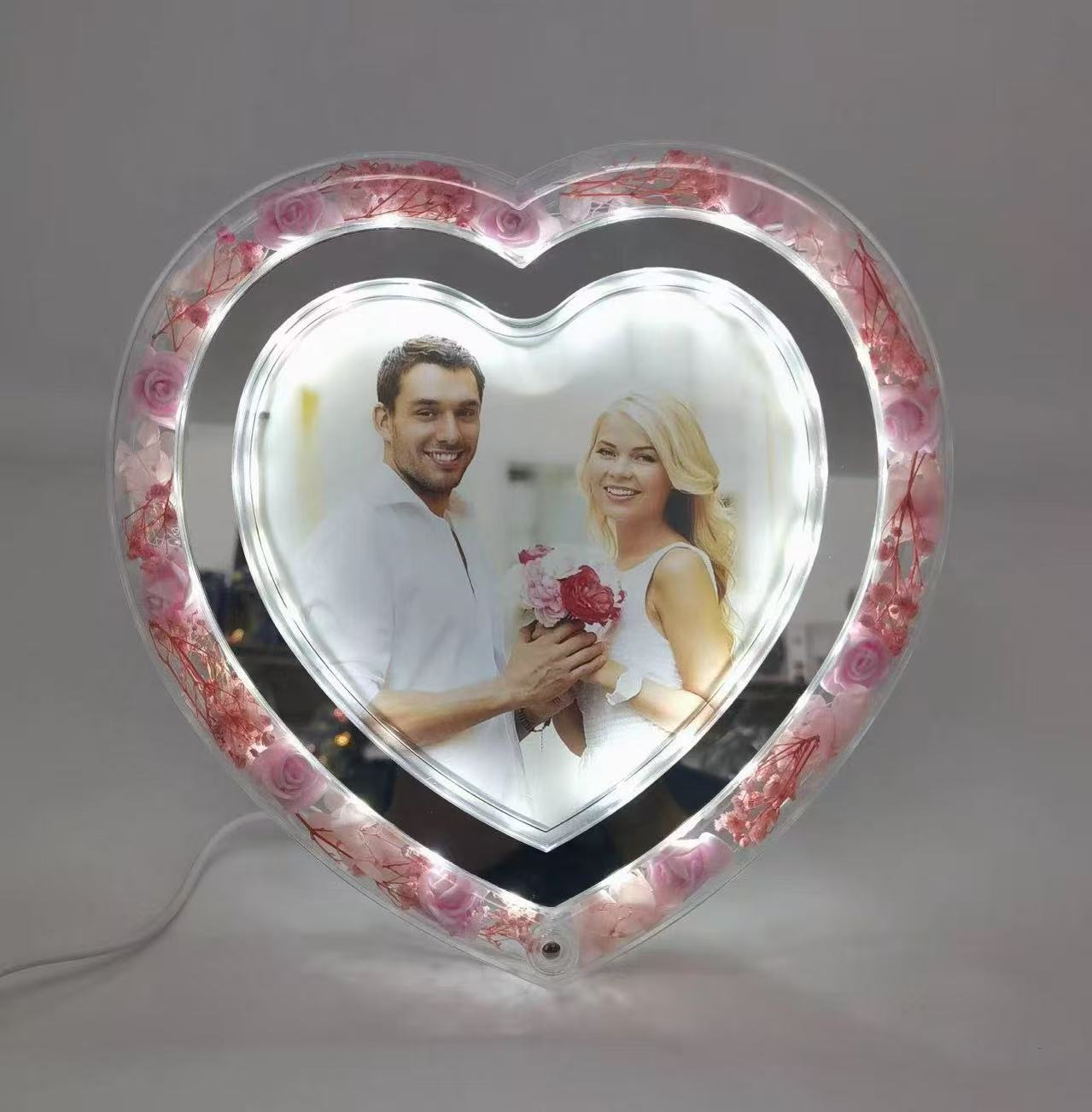 单孔LED塑料相框 暖光灯珠 情人节 母情节小礼物 居家相框装饰 摆台相框 卧室小夜灯001